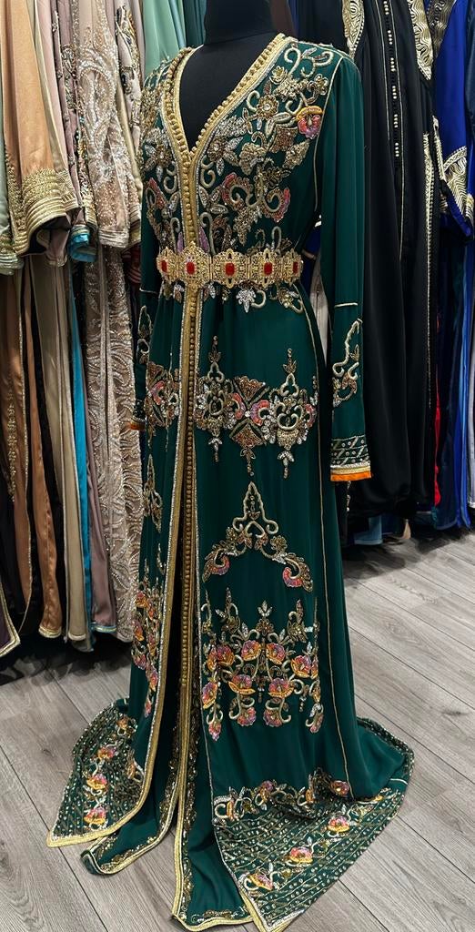 Prachtige groene Takchita  Lebsa, Kleding | Dames, Gelegenheidskleding, Maat 38/40 (M), Overige typen, Ophalen of Verzenden, Zo goed als nieuw