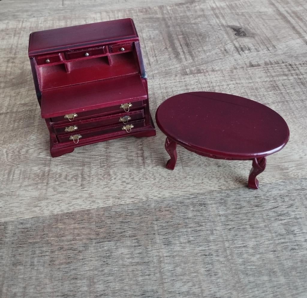 MOOIE SECRETAIRE EN EEN SALONTAFEL 1:12, Ophalen of Verzenden, Nieuw, Poppenhuis