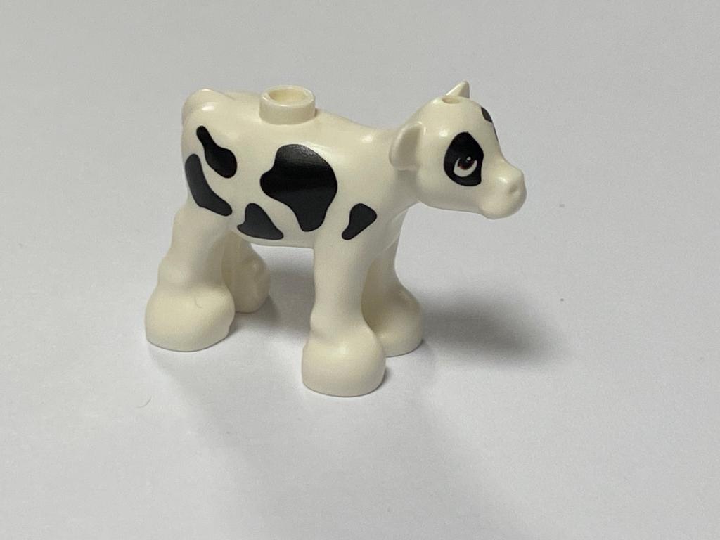 Lego nieuwe witte kalf/baby koe met zwarte vlekken