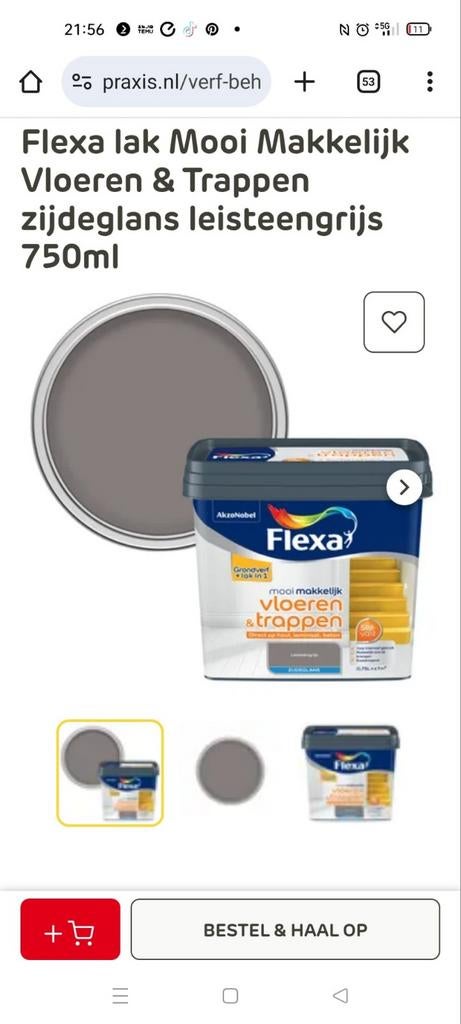 2x Flexa Vloeren & Trappen Lak Leisteengrijs Nieuw, Nieuw, Ophalen of Verzenden, Lak, Grijs