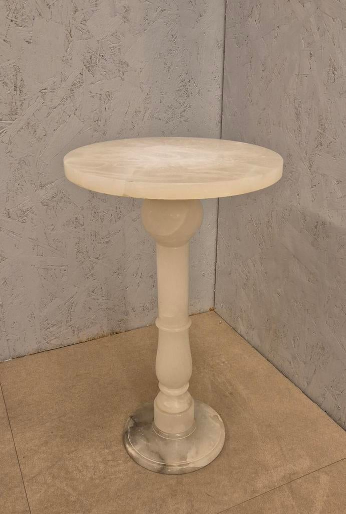 Zuiltafeltje – natuursteen – 56 cm – bijzettafel, Overige materialen, Minder dan 55 cm, Gebruikt, Rond