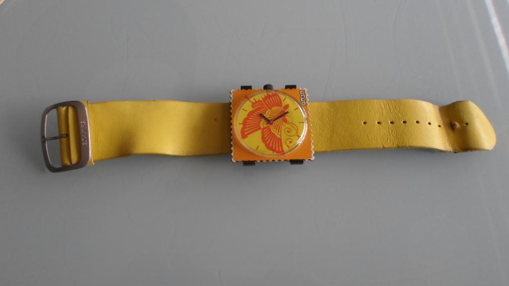 S.T.A.M.P.S. gele horloge met vlinder, Overige merken, Gebruikt, Polshorloge, Overige materialen