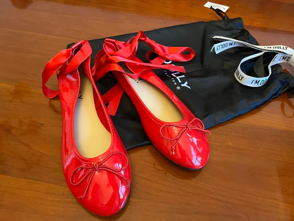 Gloednieuwe ballerina’s, rood lak, maat 36-37, Nieuw, Rood, Ballerina's, Ophalen of Verzenden