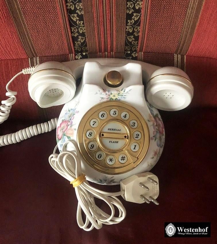 Oude telefoon van Royal Albert - vintage vaste telefoon, Ophalen of Verzenden, Gebruikt, Met draaischijf