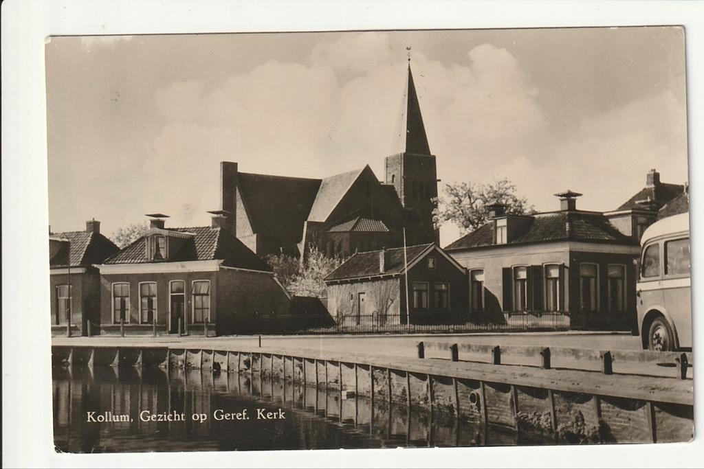 KOLLUM GEZICHT GEREF. KERK KADE NOF SCANIA VABIS VERHEUL BUS, Ophalen of Verzenden, 1940 tot 1960, Gelopen, Friesland