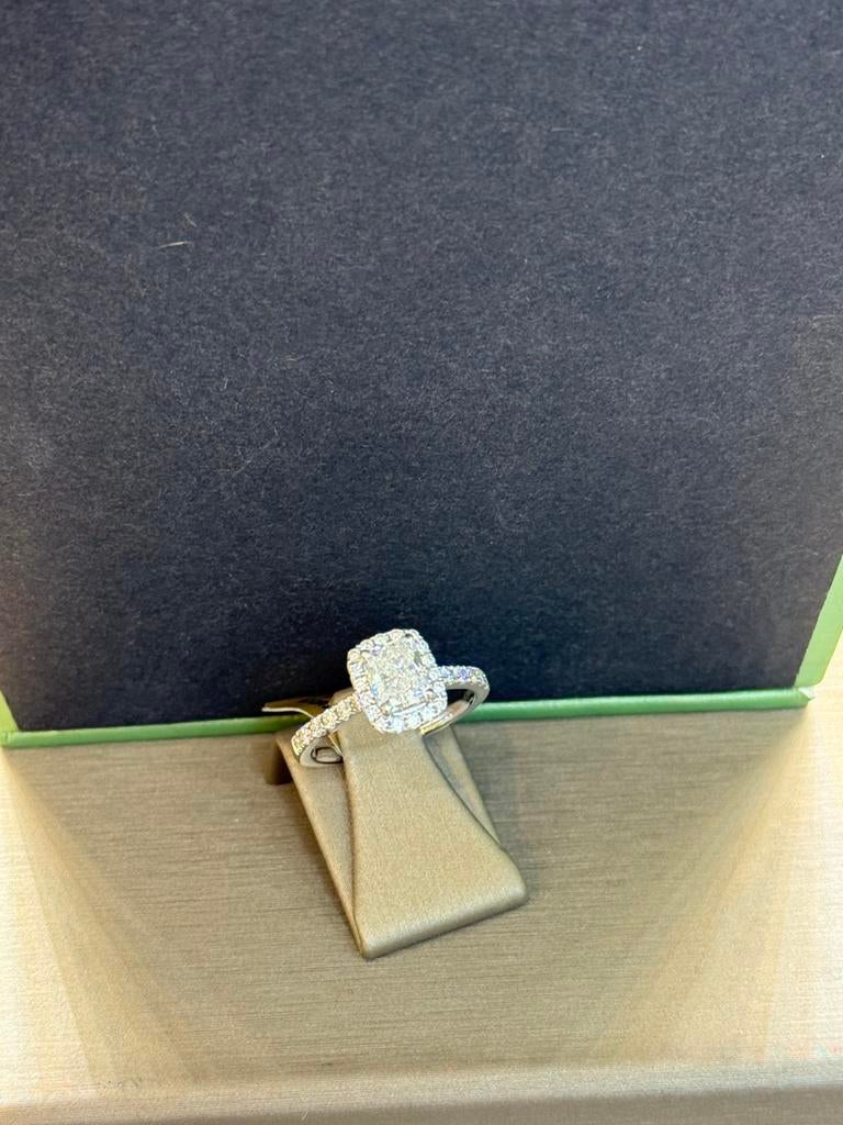 18KT Wit Goud - 1.55ct Lab Diamanten Radiant - Vrouwen Ring, Sieraden, Tassen en Uiterlijk, Ringen, Ophalen, Wit, Nieuw, 17 tot 18