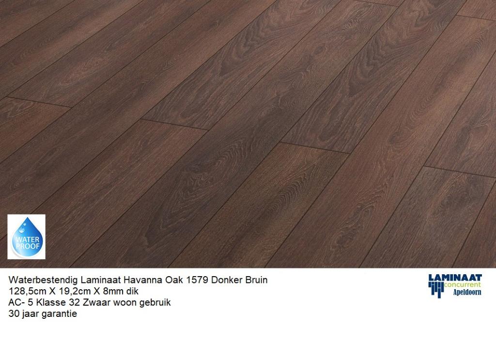Waterbestendig Laminaat Havanna Oak met ondervloer €13,95m2, Waterbestendig laminaat bruin met integreerde ondervloer, Bruin, 75 m² of meer