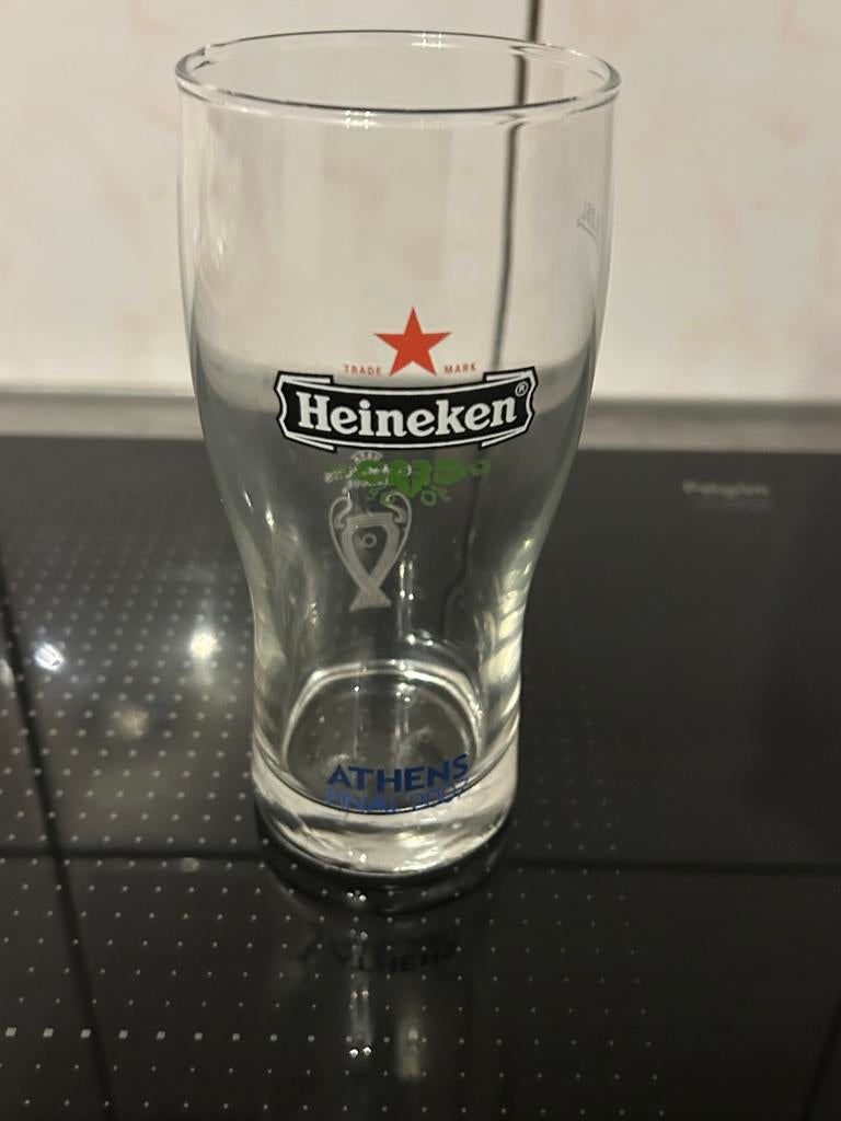 Heineken duubbeldruk glas Champions League 2007 Athene, Ophalen, Nieuw, Glas of Glazen, Heineken