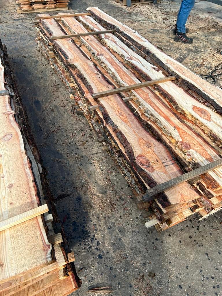 Schaaldelen 22mm Lariks / Douglas 10/15cm  breed, Tuin en Terras, Palen, Balken en Planken, Nieuw, Planken, 250 cm of meer, Ophalen