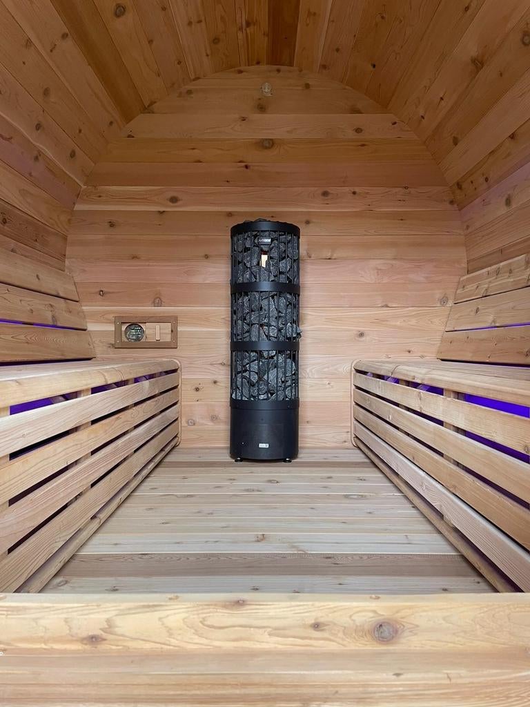 Red cedar "Schooner" buiten barrel sauna ook in thermowood, Sport en Fitness, Sauna, Ophalen, Fins of Traditioneel, Wellnessandgarden