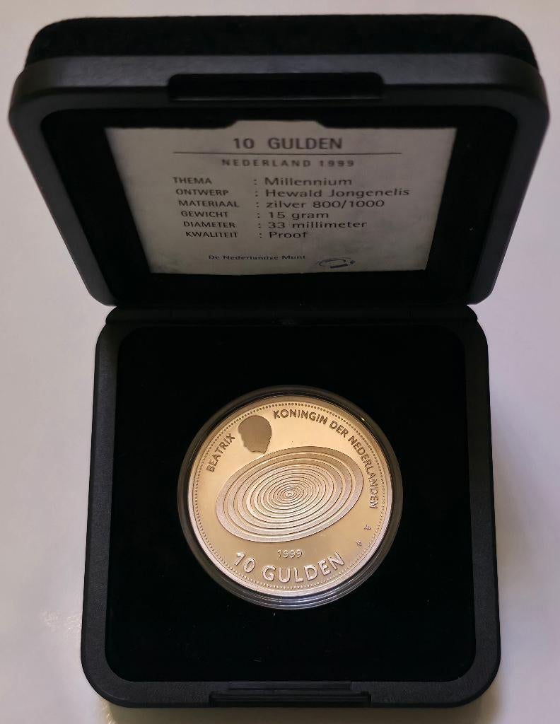 10 Gulden Millennium – Nederland 1999 – 15 g .800 – Proof, Ophalen, Koningin Beatrix, Zilver, Losse munt