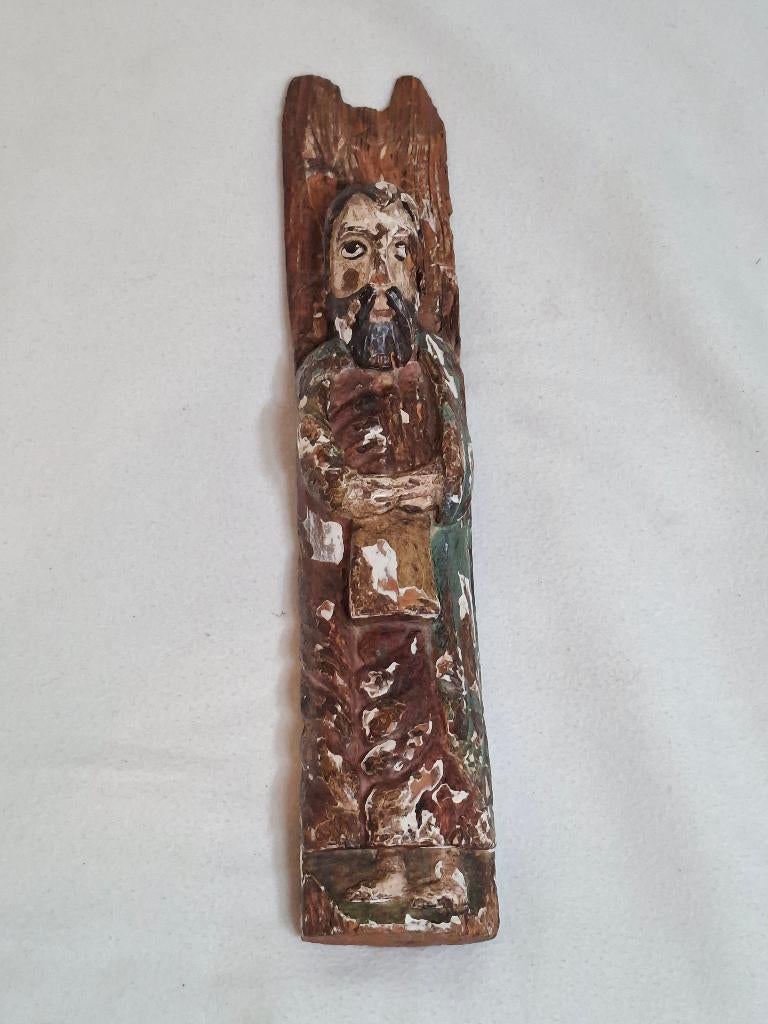 Oud houten polychroom devotiebeeld (ca. 18e/19e eeuw), Ophalen of Verzenden