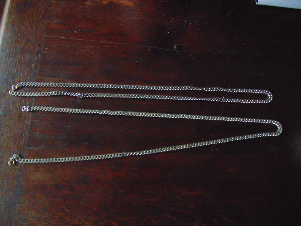 Twee zilverkleurige (heren) kettingen, Ophalen, Gebruikt, Zilver, Overige materialen