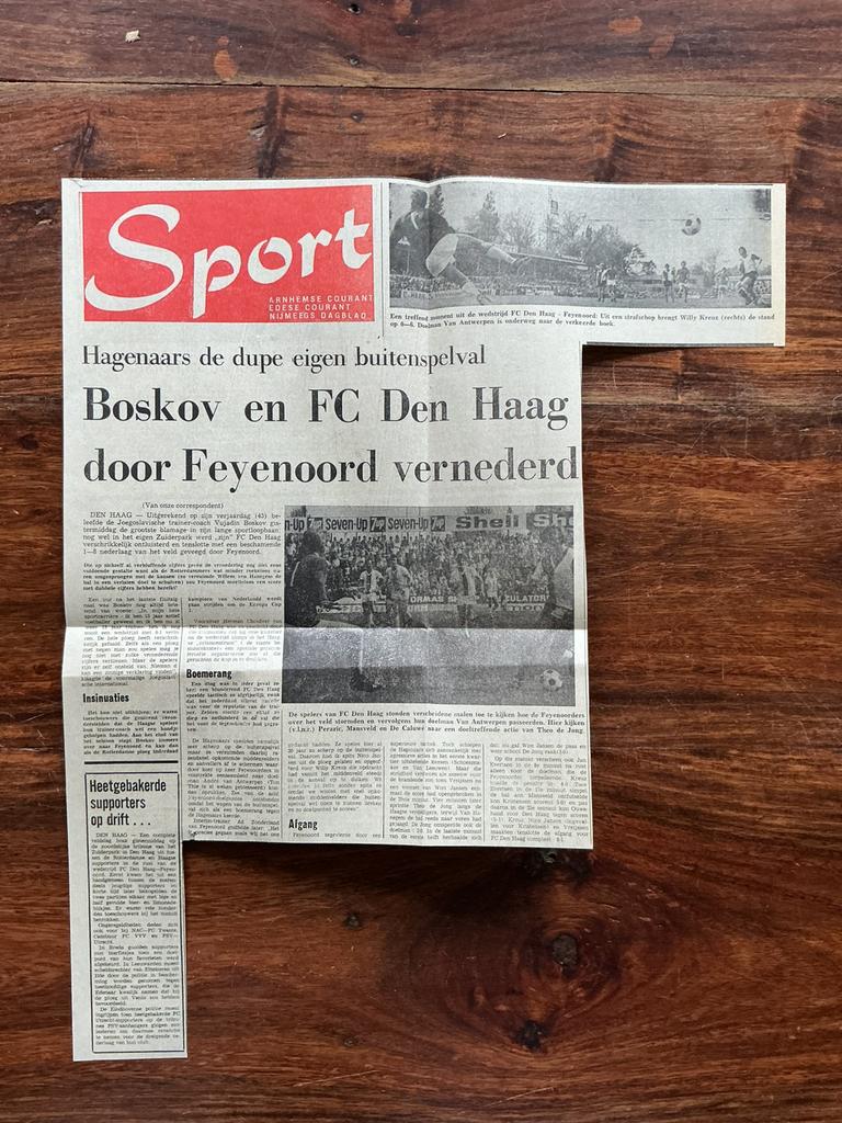 Voetbal krantenartikel FC Den Haag Feyenoord mei 1976 ADO, Ophalen of Verzenden, Knipsel(s)