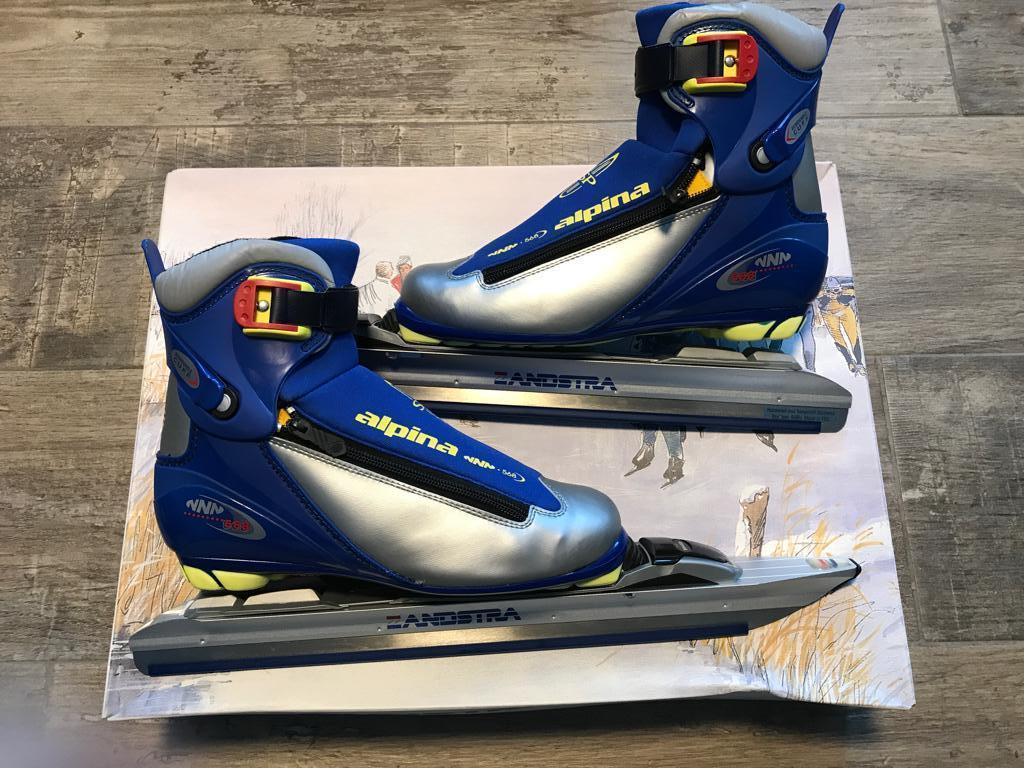 Alpina kluunschaatsen met Zandstra ijzers mt42 (nieuw), Klapschaats, Zandstra, Overige typen, Nieuw