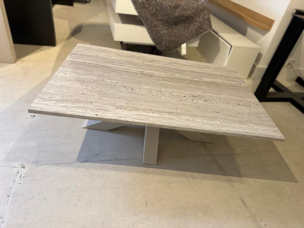 Salontafel Travertin Look - Stijlvol & Tijdloos, Ophalen, Kunststof, 100 tot 150 cm, 50 tot 100 cm