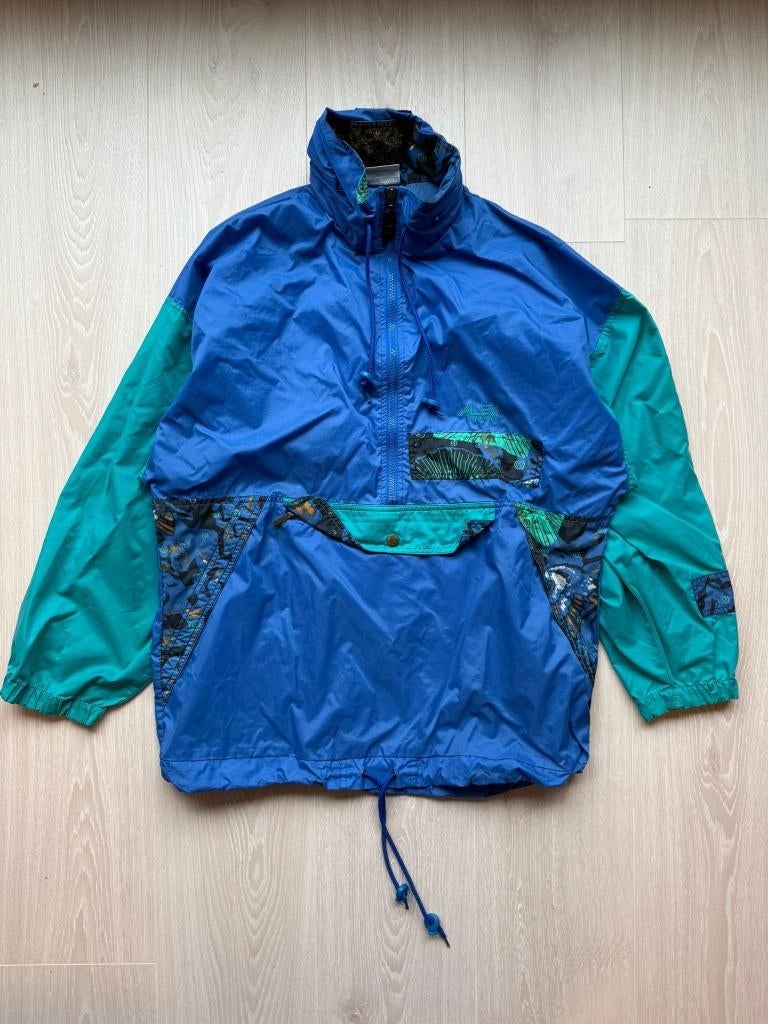 Vintage Funky Regen Jas S, Blauw, ., Vintage, Ophalen of Verzenden