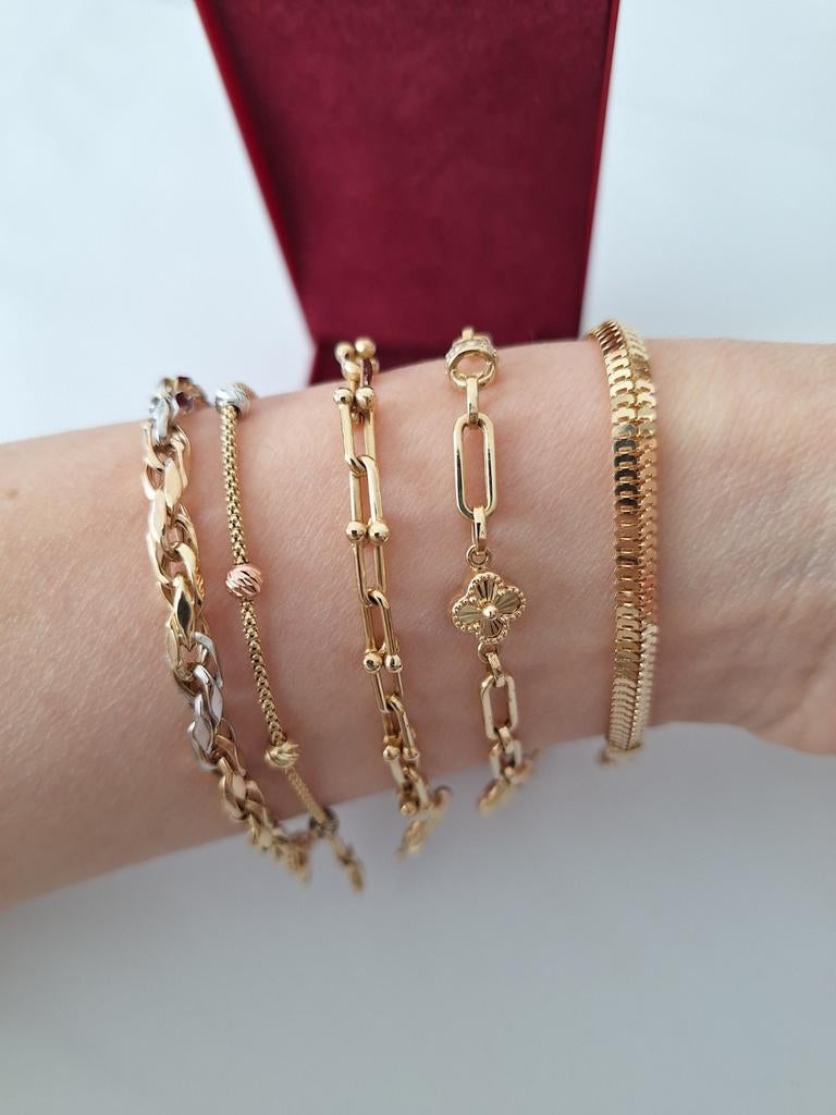 14 karaat gouden armband paperclip schakelarmband, Verzenden, Zo goed als nieuw, Goud, Goud