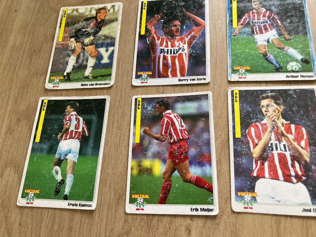 6x Panini Voetbalcards 1994 PSV, Ophalen of Verzenden, Gebruikt, PSV, Poster, Plaatje of Sticker