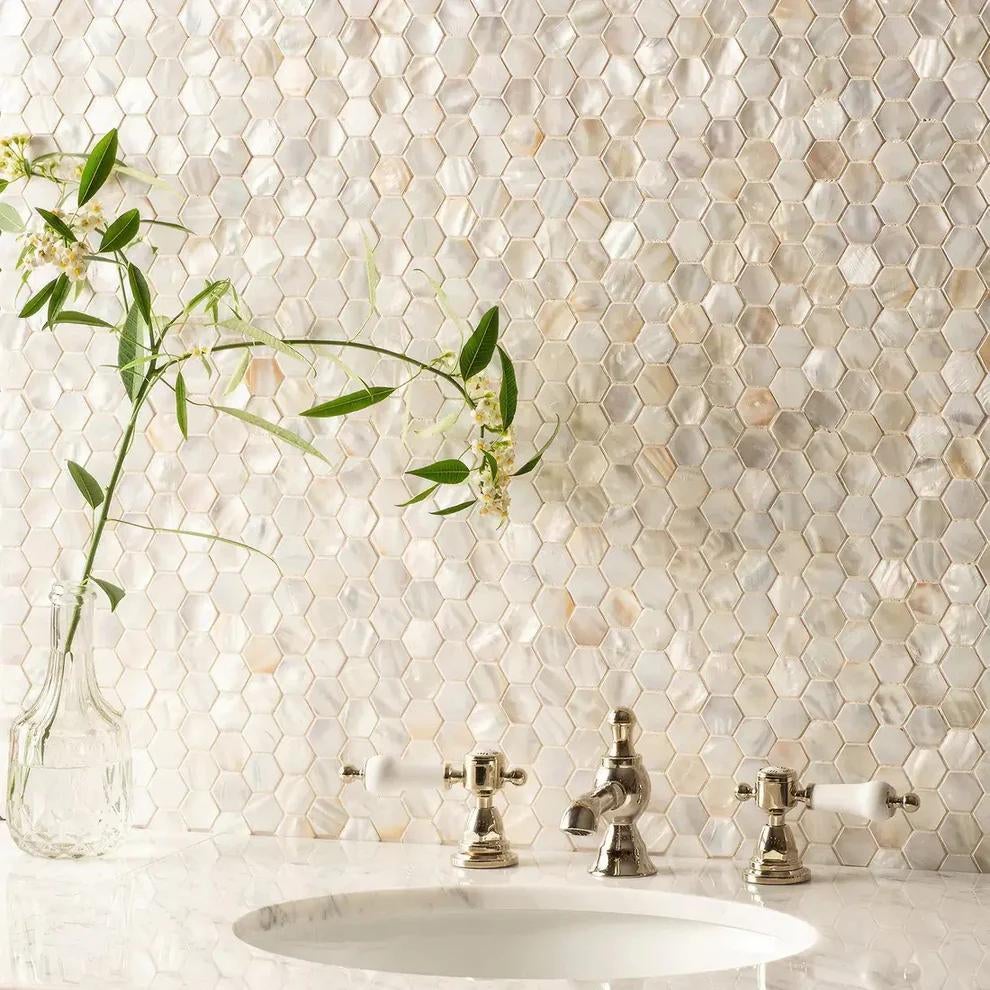 Shell Pearl Hexagon Yellow, Overige materialen, Wandtegels, Nieuw, Ophalen of Verzenden