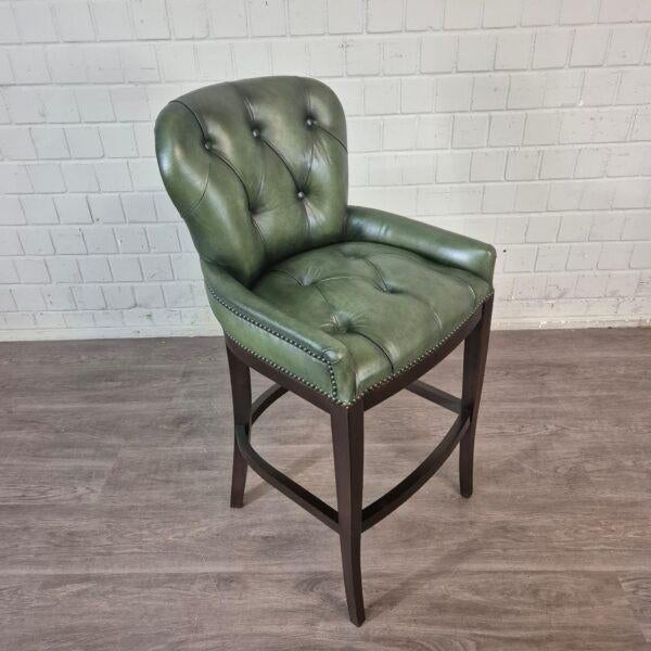 26590 Chesterfield Barkruk Leder Groen, Huis en Inrichting, Barkrukken, 60 tot 90 cm, Nieuw, Ophalen of Verzenden, 1 kruk