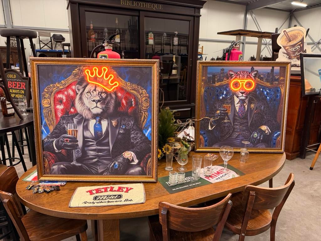 Pubbord schilderij mancave cafe bar led kroeg decoratie, Ophalen of Verzenden, Zo goed als nieuw, Schilderij, 75 cm of meer