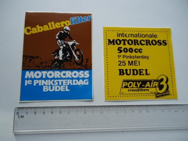 sticker oud Budel Motorcross caballero motorsport retro, Verzamelen, Stickers, Verzenden, Zo goed als nieuw, Bedrijf of Vereniging