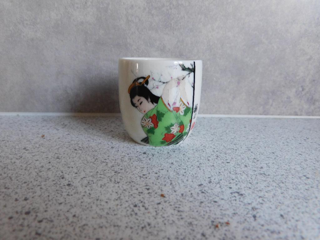 Sake kopje 60 ml. Japans Geisha Kimono Groen Rode Ster, Ophalen of Verzenden