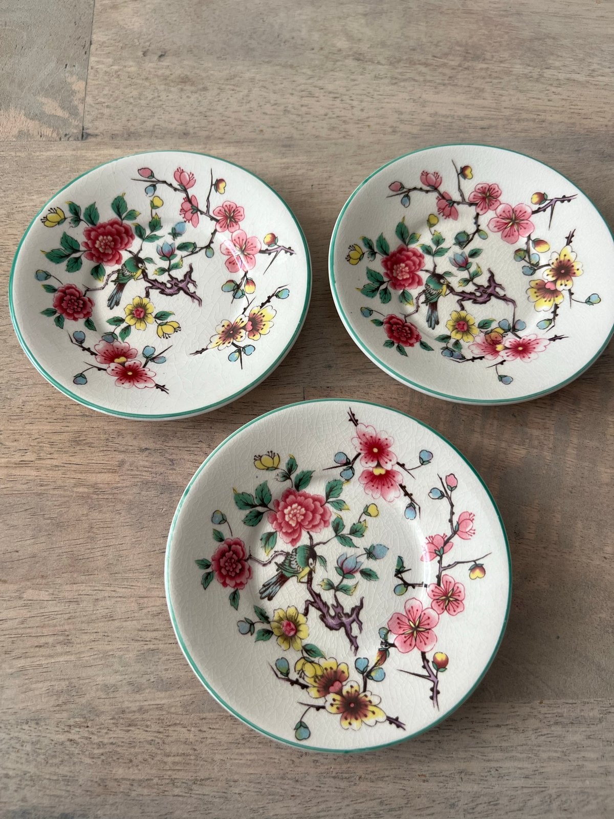 Set van 3 Old Foley James Kent schoteltjes "Chinoise Rose", Antiek en Kunst, Antiek | Servies los, Ophalen of Verzenden