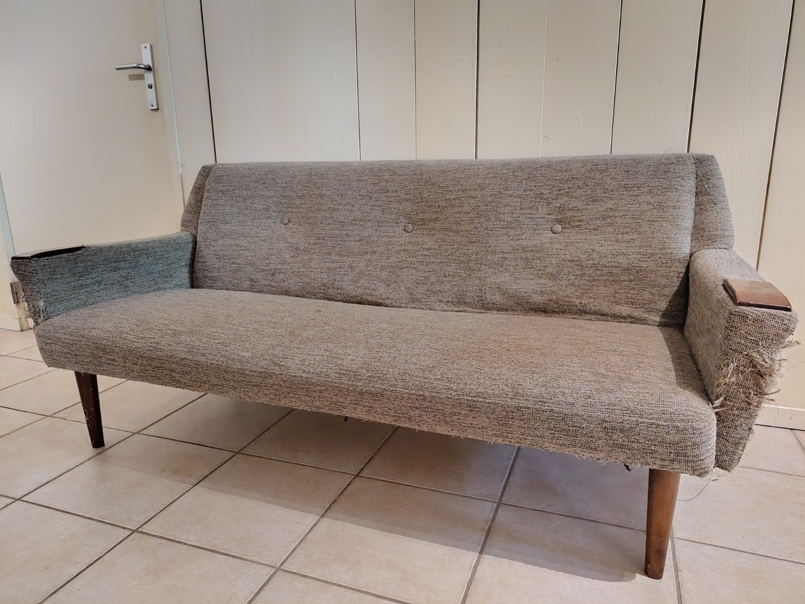 Vintage Deens tweepersoons bank - opknapper, Ophalen, Gebruikt, 150 tot 200 cm, Vintage