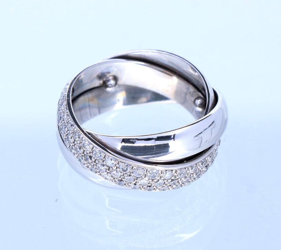 Prachtige Witgouden Cross-Over Ring 0.90 carat Briljant 18K, Ophalen of Verzenden, Zo goed als nieuw, 17 tot 18, Dame