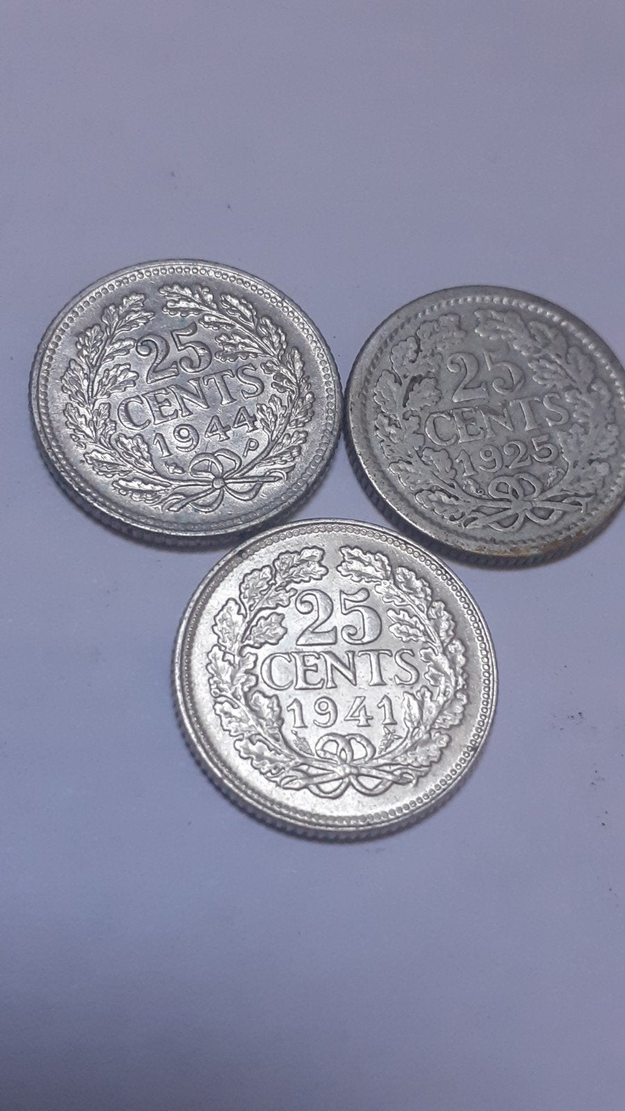 Zilveren Kwartjes Wilhelmina 1925, 1941, 1944, Verzenden, Koningin Wilhelmina, 25 cent