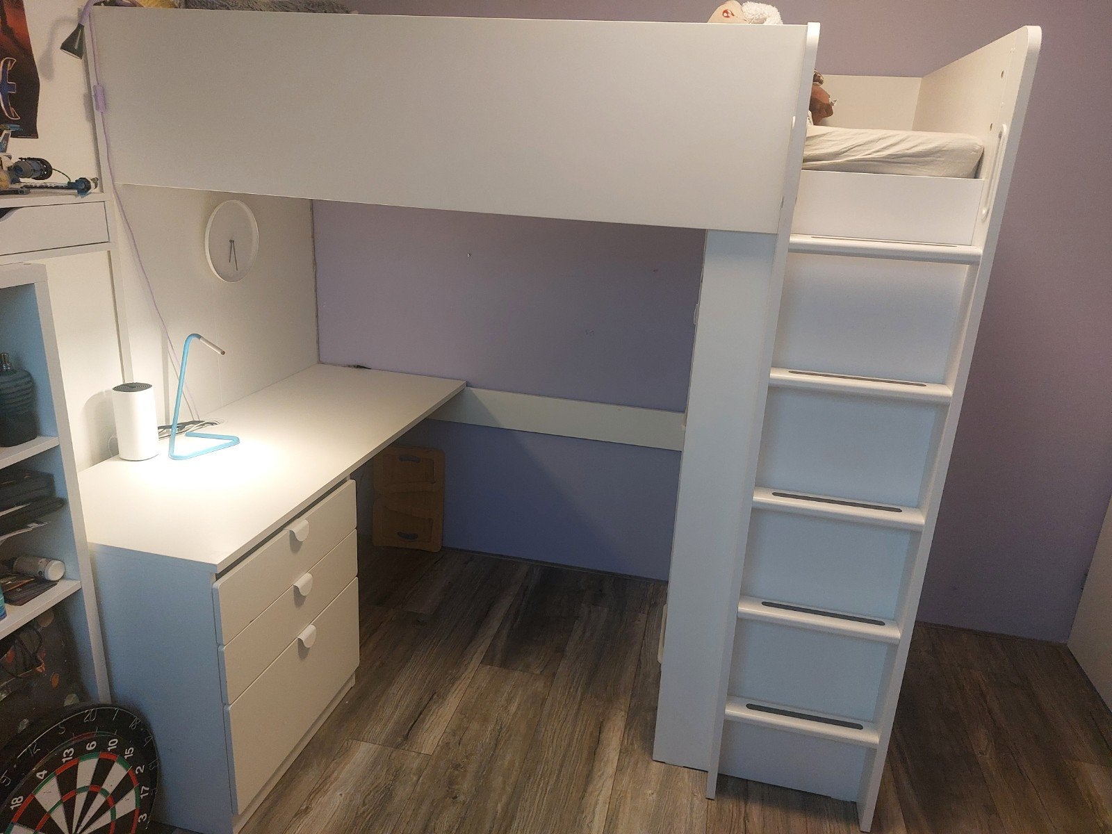 IKEA SMÅSTAD Hoogslaper met bureau en kledingkast, Kinderen en Baby's, Ophalen, 85 tot 100 cm, Gebruikt, Hoogslaper of Stapelbed