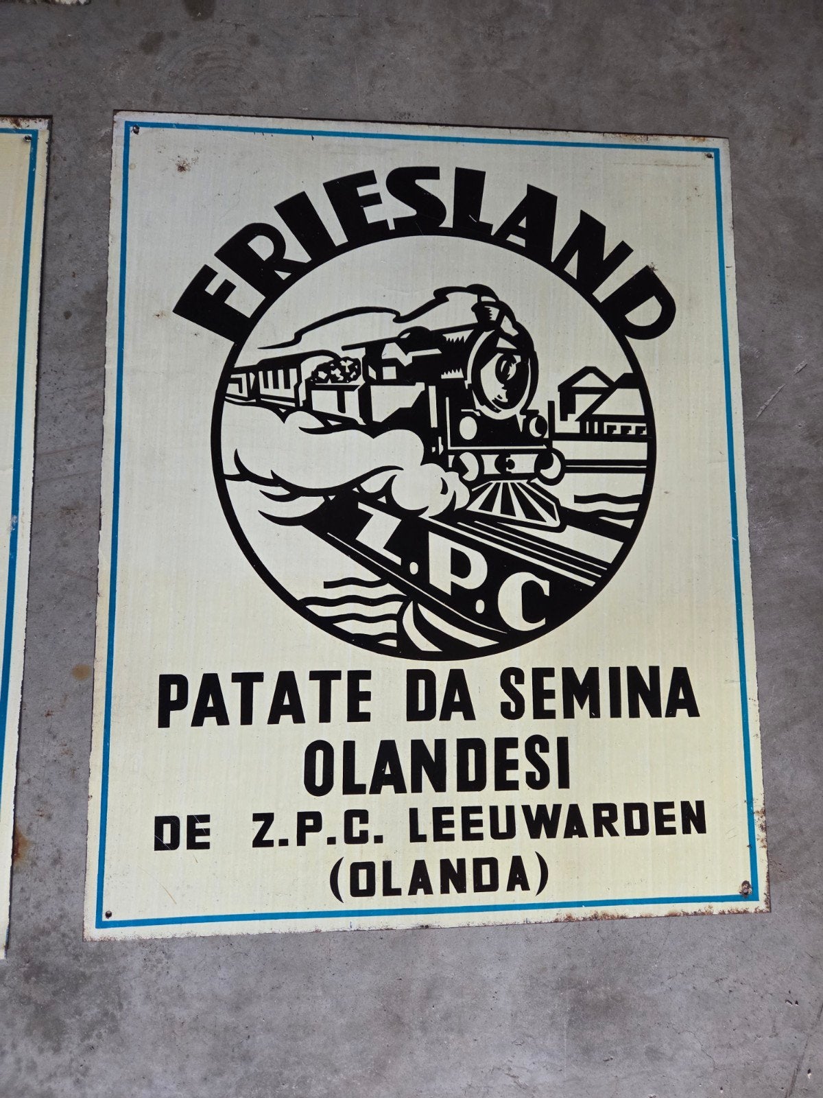 Vintage Friesland Z.P.C. Leeuwarden reclamebord, Ophalen of Verzenden
