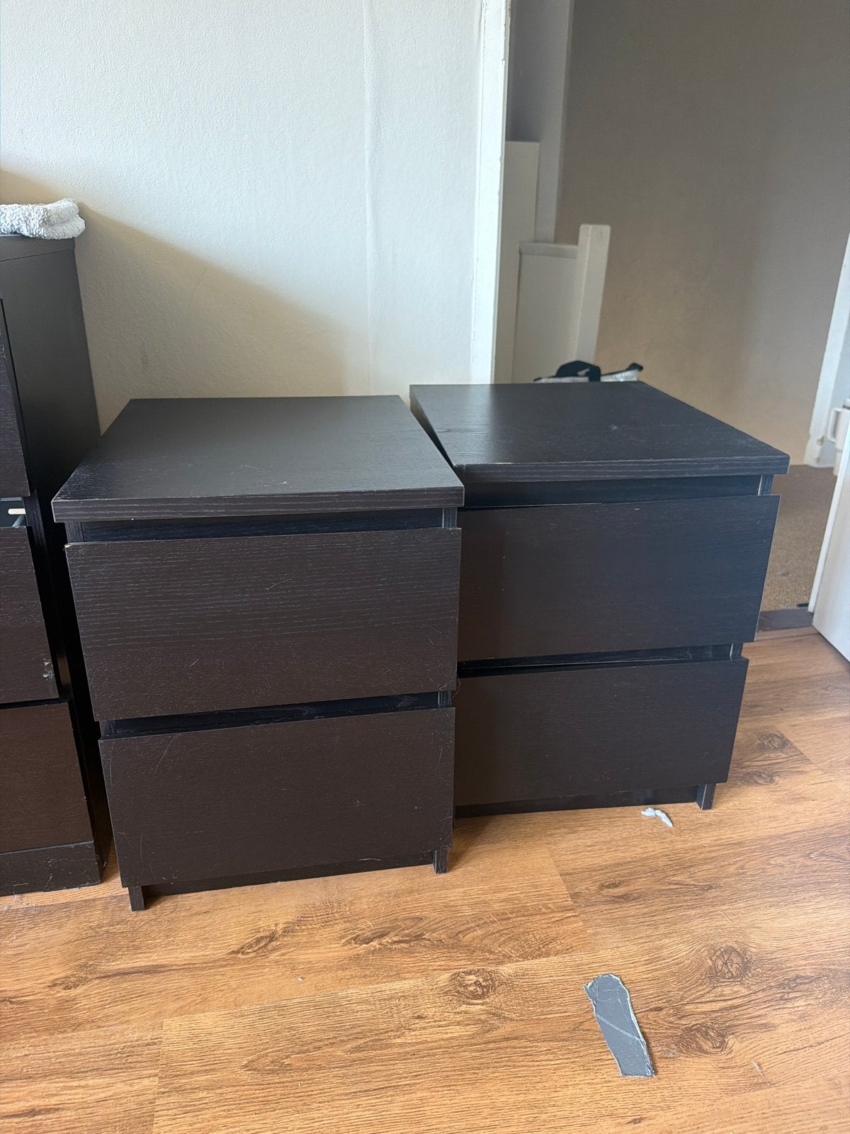 Ikea malm nachtkastjes donkerbruin, Ophalen, Gebruikt, Minder dan 45 cm, 55 tot 70 cm
