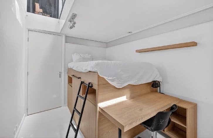2 bedden met ingebouwde kast en bureau- Timmerman kwaliteit, Ophalen, Gebruikt, Eenpersoons, 160 tot 180 cm