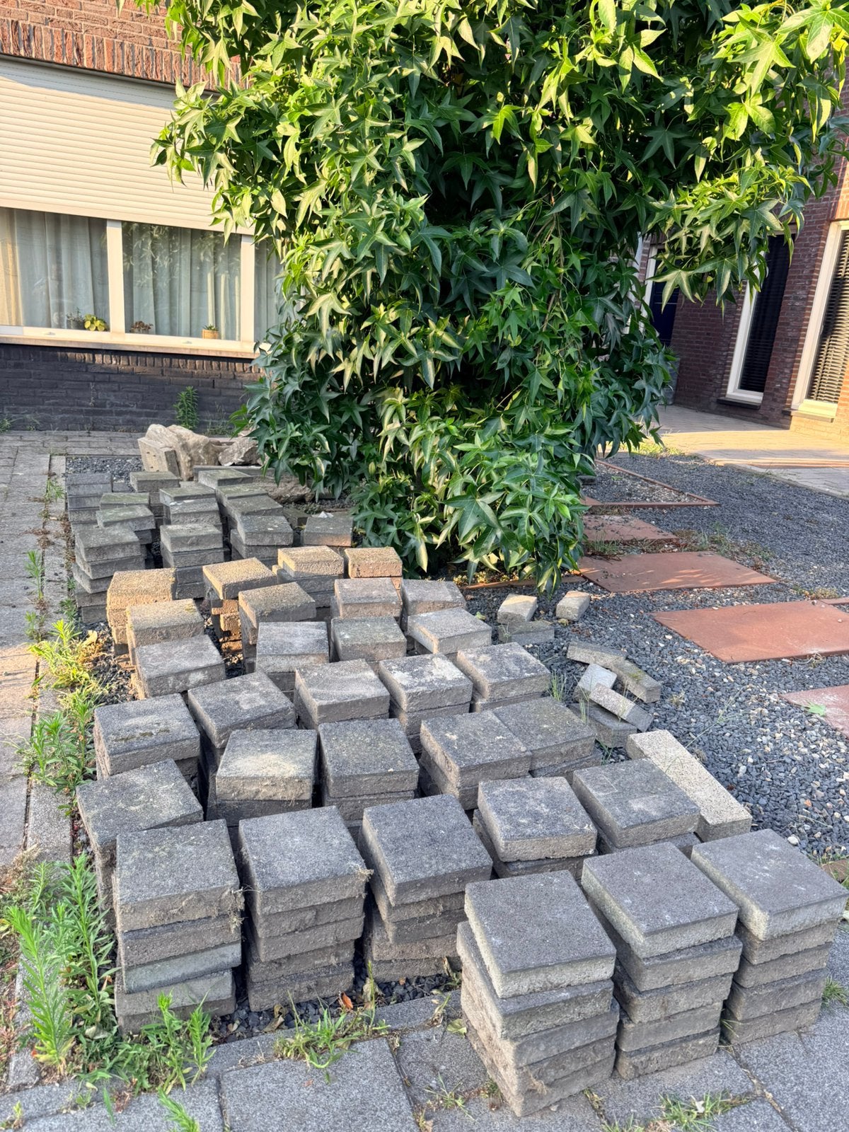 Gratis tegels (9m2), Tuin en Terras, Tegels en Klinkers, Zo goed als nieuw, Terrastegels, Beton, Ophalen