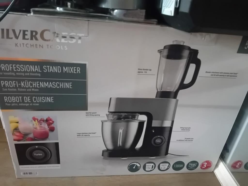 SilverCrest Professionele Keukenmachine 1300W, Witgoed en Apparatuur, Keukenmixers, 4 liter of meer, Ophalen, Nieuw, 3 snelheden of meer
