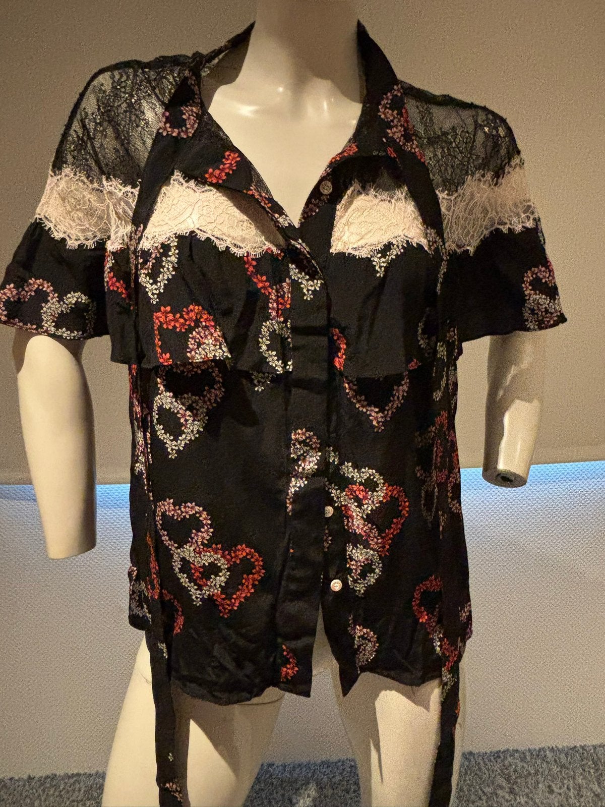 Sandro blouse met kant maat 3. M, Ophalen of Verzenden, Zo goed als nieuw, Maat 38/40 (M), Zwart