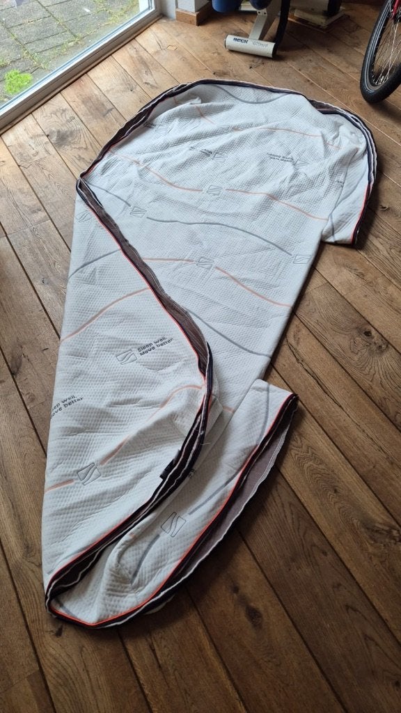 M-line twin cover dubbele split 180x200, Ophalen, Zo goed als nieuw, 180 cm, 200 cm