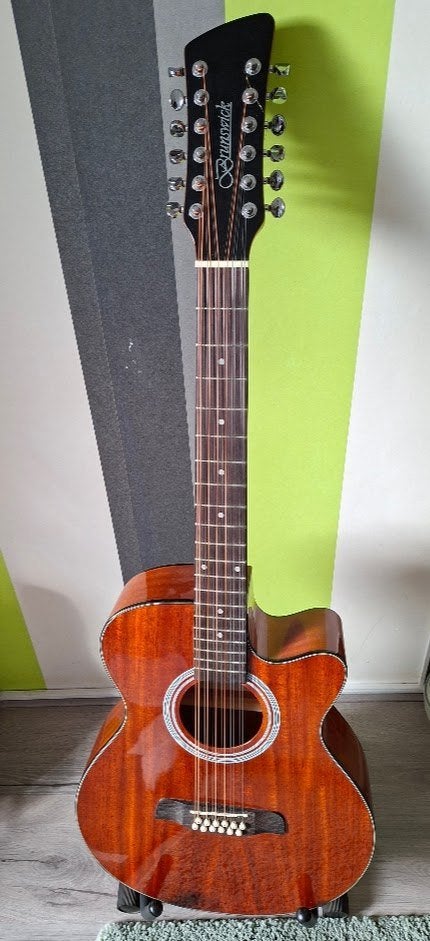 12 snarige Brunswyck gitaar met element, Ophalen of Verzenden, Gebruikt, Western- of Steelstringgitaar, Met (piezo-)element