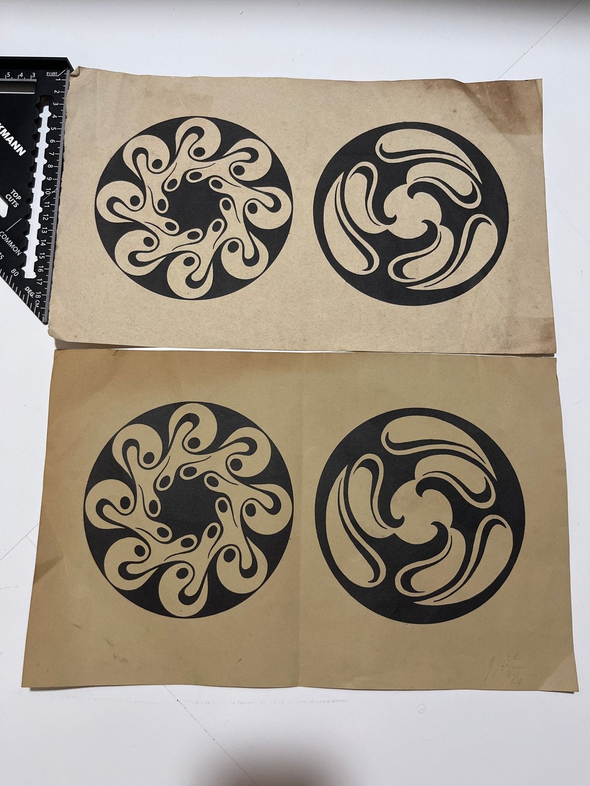 Set van 2 originele linosneden Art Deco 1938 - G.J. Beks, Ophalen of Verzenden, Zeefdruk, Gesigneerd, 1900 - 1949