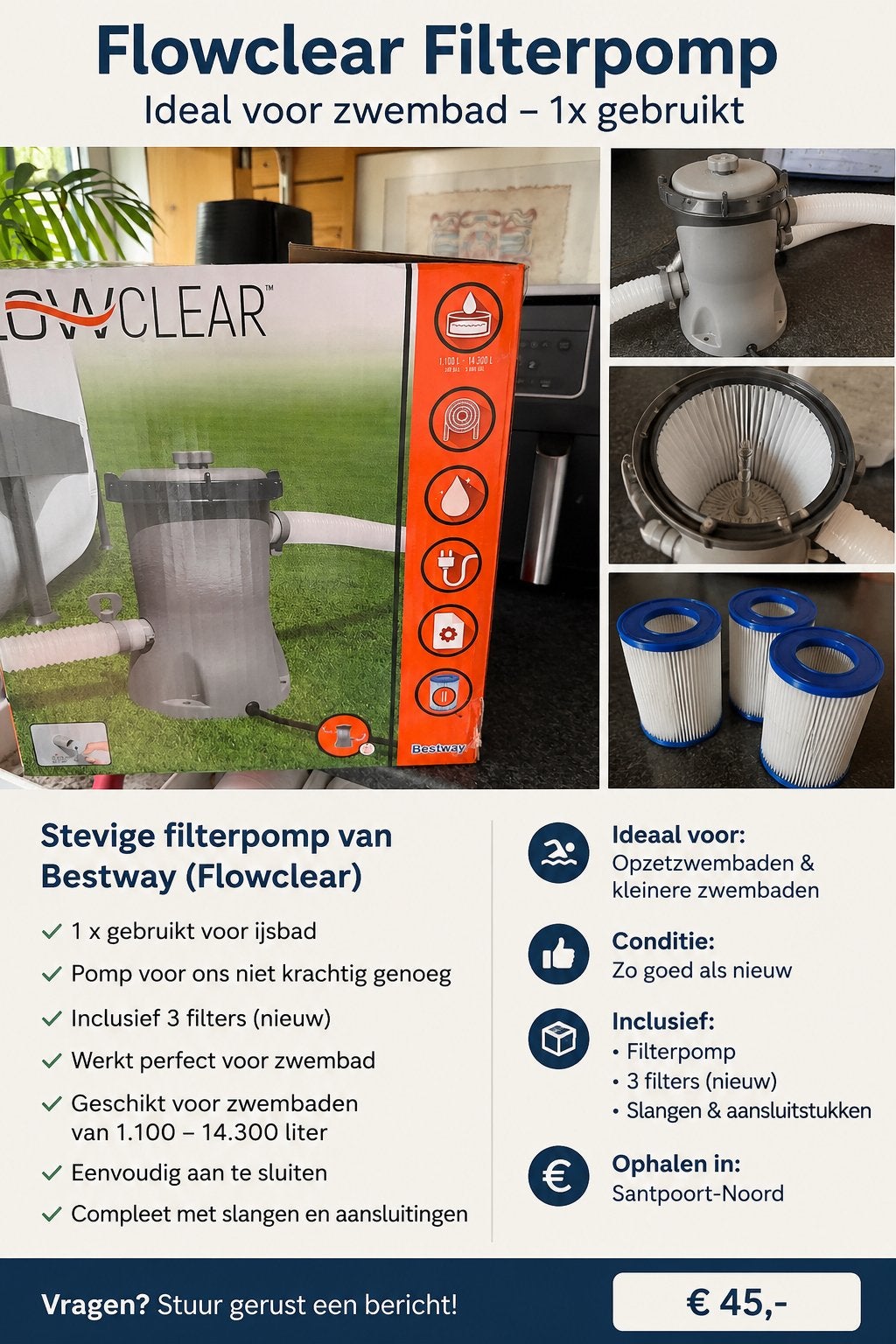 Flowclear Filterpomp Bestway - Zo goed als nieuw, Verzenden, Zo goed als nieuw, Zwembadpomp