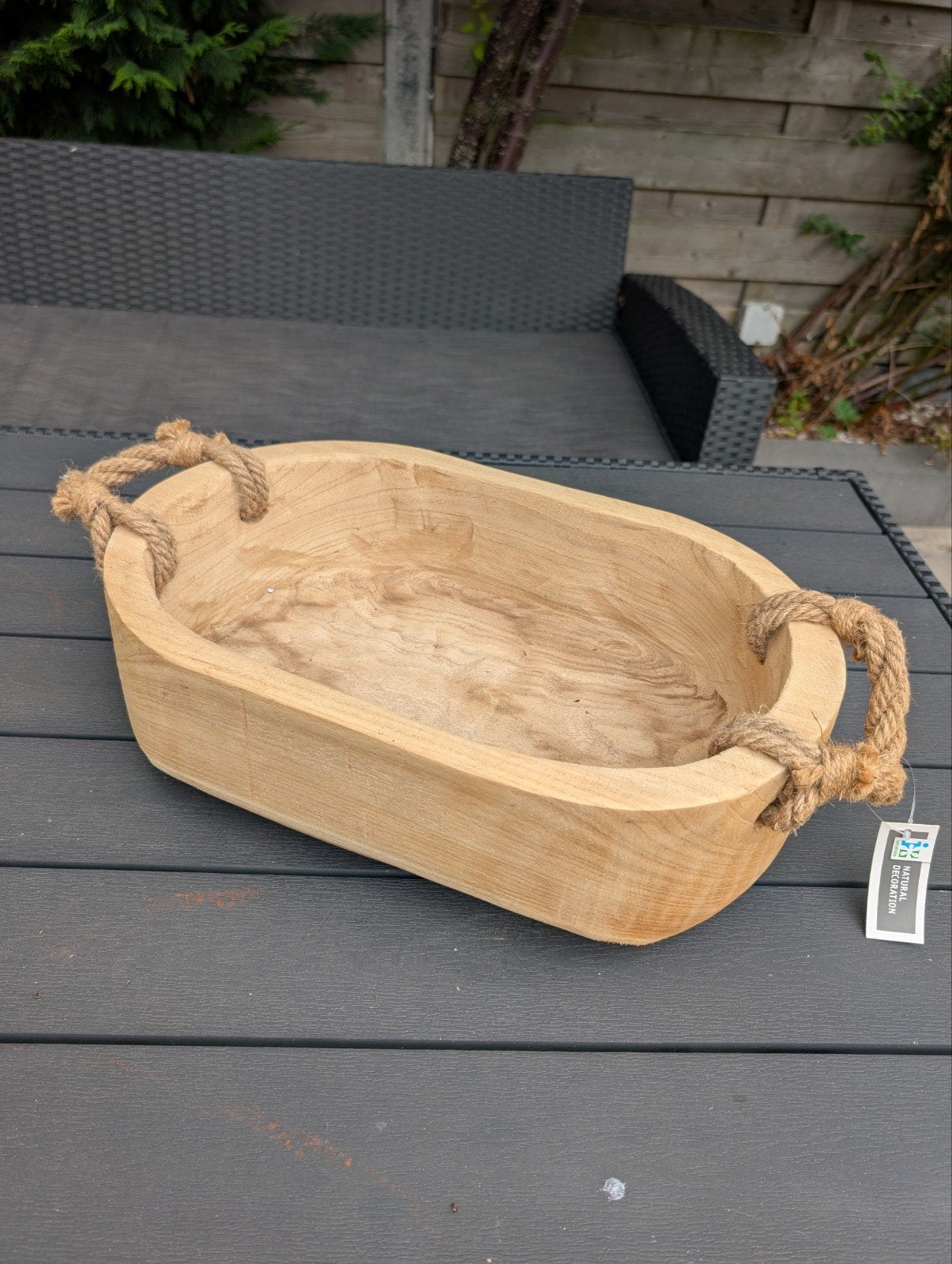 Houten schaal met touw handvatten - Newborn fotoshoot prop, Ophalen, Nieuw
