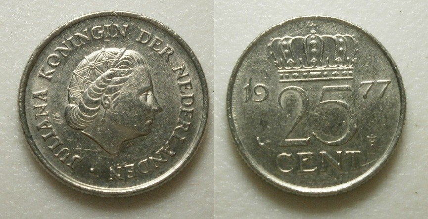 PD02601 Juliana 25 cent 1977, Ophalen of Verzenden, Koningin Juliana, 25 cent, Losse munt