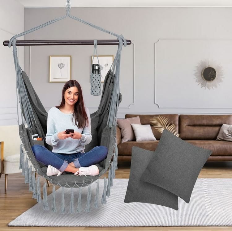 Hangstoel swing Antraciet  170x100x150cm GRATIS BEZORGD!, Verzenden, Overige materialen, Nieuw, Nvt