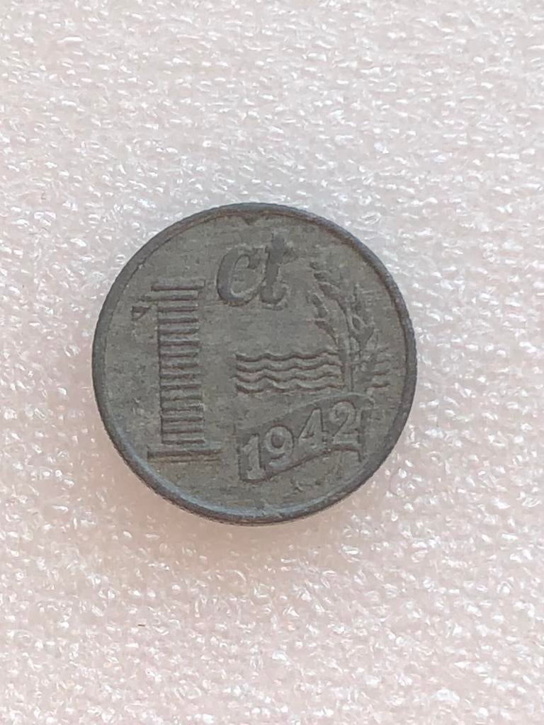 1 cent 1942, Nederland., Postzegels en Munten, Munten | Nederland, Verzenden, Koningin Wilhelmina, 1 cent, Losse munt