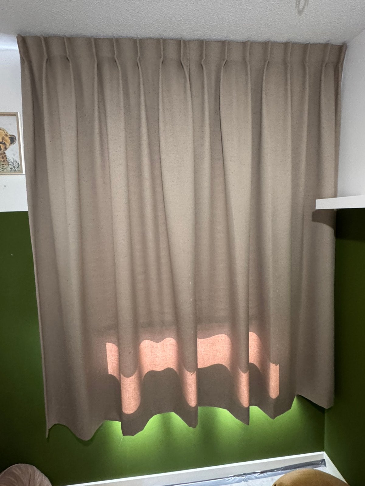 Gordijn bruin/beige 208h x 170b, 200 cm of meer, ., Beige, 150 tot 200 cm