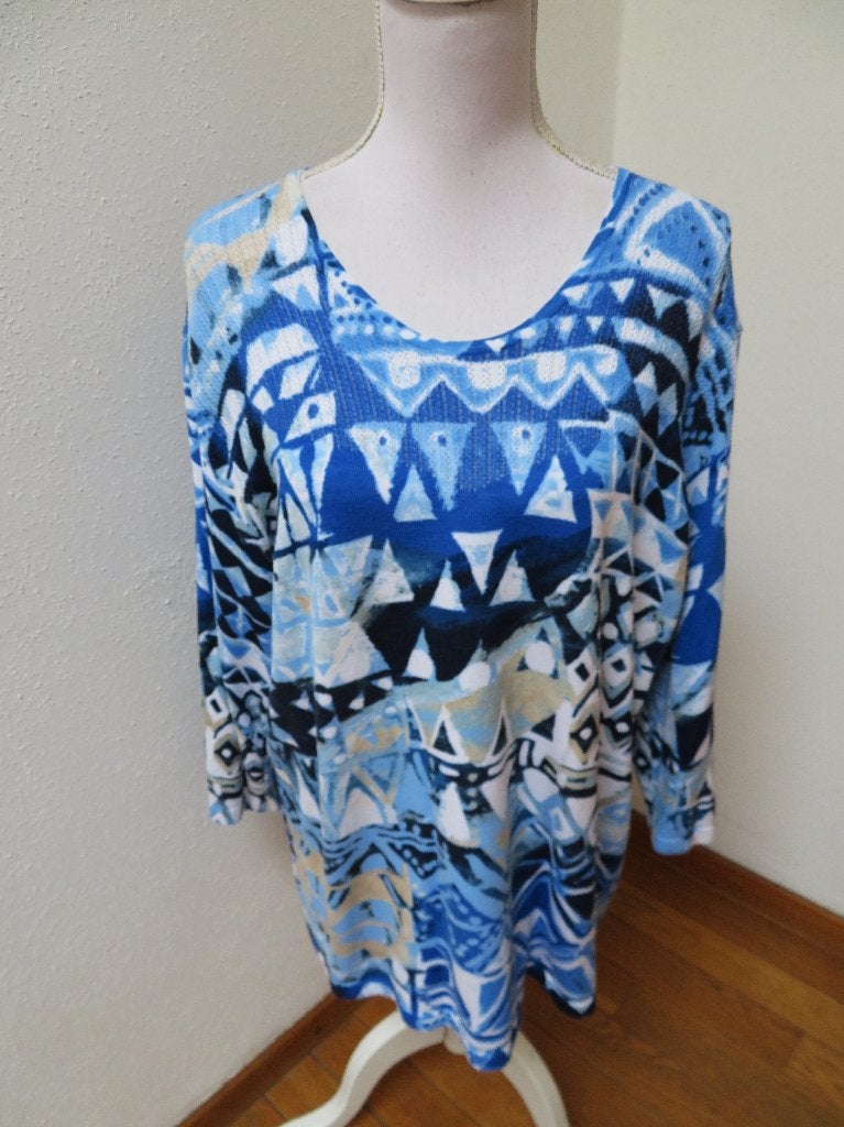 F86 ROBERTO SARTO aparte zomer trui blauw wit 46, Blauw, Maat 46/48 (XL) of groter, Ophalen of Verzenden, Zo goed als nieuw