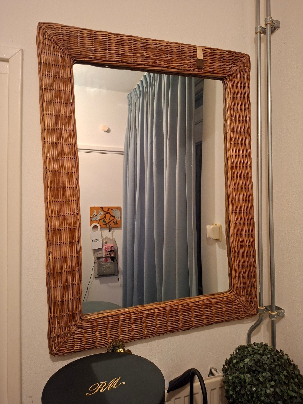 rivièra maison ratan spiegel 100cm/75 cm, Huis en Inrichting, Woonaccessoires | Spiegels, Ophalen of Verzenden, Zo goed als nieuw